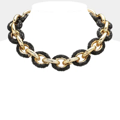 Fashnzfab Bling Oval Link Necklace In Gold