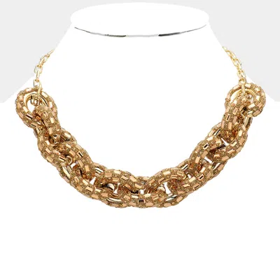 Fashnzfab Bling Oval Link Necklace In Gold