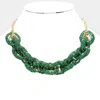 Fashnzfab Bling Oval Link Necklace In Green