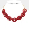 Fashnzfab Bling Oval Link Necklace In Red