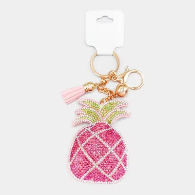 Fashnzfab Bling Pineapple Tassel Keychain In Pink
