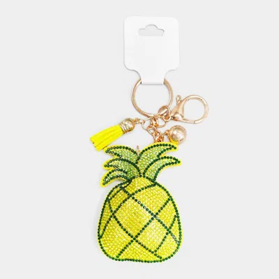 Fashnzfab Bling Pineapple Tassel Keychain In Yellow