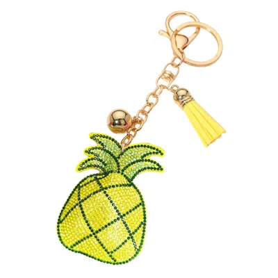 Fashnzfab Bling Pineapple Tassel Keychain In Yellow
