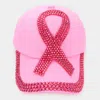 Fashnzfab Bling Pink Ribbon Baseball Cap In Pink