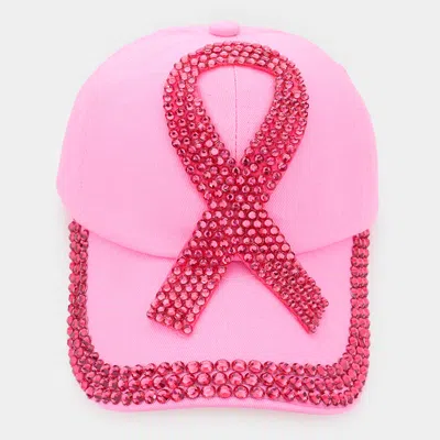 Fashnzfab Bling Pink Ribbon Baseball Cap
