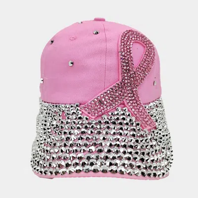 Fashnzfab Bling Pink Ribbon Baseball Cap