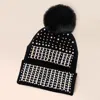Fashnzfab Bling Pom Pom Beanie Hat In Black