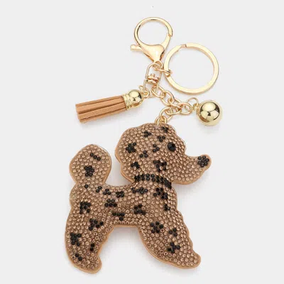 Fashnzfab Bling Poodle Dog Tassel Keychain In Gold