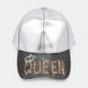 Fashnzfab Bling Queen Message Baseball Cap In Silver