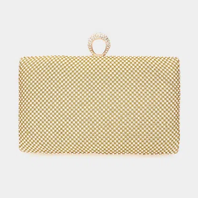Fashnzfab Bling Rectangle Evening Clutch Bag In Gold