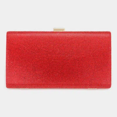 Fashnzfab Bling Rectangle Evening Clutch / Crossbody Bag In Red