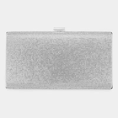Fashnzfab Bling Rectangle Evening Clutch / Crossbody Bag In Silver