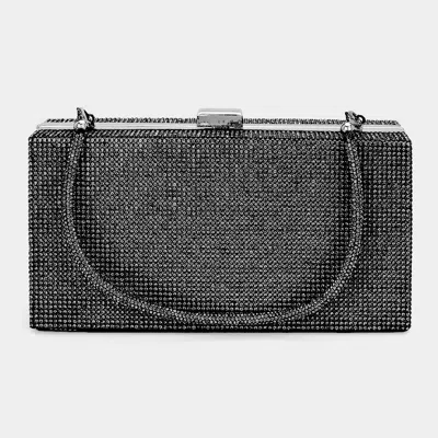 Fashnzfab Bling Rectangle Evening Tote / Clutch / Crossbody Bag In Black