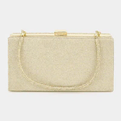 Fashnzfab Bling Rectangle Evening Tote / Clutch / Crossbody Bag In Gold
