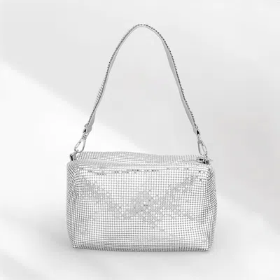 Fashnzfab Bling Rectangle Tote / Crossbody Bag In Silver