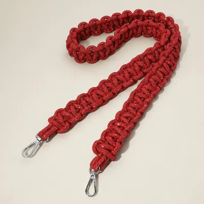 Fashnzfab Bling Rhinestone Rope Bag Strap In Red