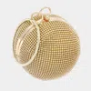 Fashnzfab Bling Round Ball Evening Tote / Crossbody Bag In Gold