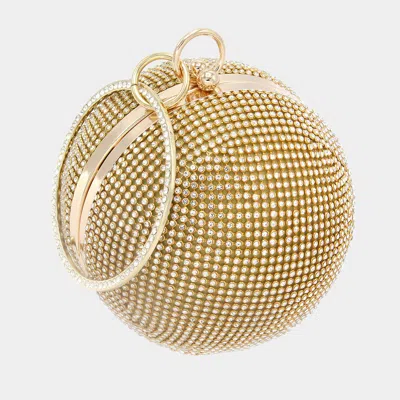Fashnzfab Bling Round Ball Evening Tote / Crossbody Bag In Gold