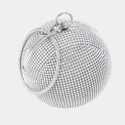 Fashnzfab Bling Round Ball Evening Tote / Crossbody Bag In Silver