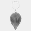 Fashnzfab Bling Round Ball Fringe Evening Tote / Crossbody Bag In Black