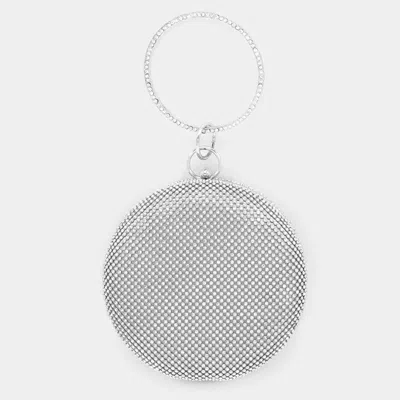 Fashnzfab Bling Round Evening Tote / Crossbody Bag In Silver