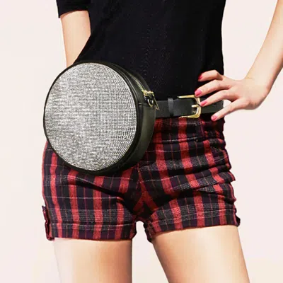 Fashnzfab Bling Round Fanny Pack / Belt / Crossbody Bag In Silver