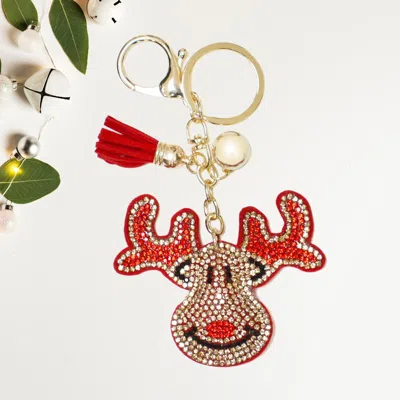 Fashnzfab Bling Rudolph Tassel Keychain In Multi