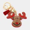 Fashnzfab Bling Rudolph Tassel Keychain In Red