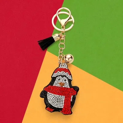 Fashnzfab Bling Santa Hat Penguin Tassel Keychain In Black