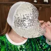 Fashnzfab Bling Sequin Mesh Back Baseball Cap In Silver