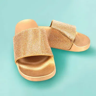 Fashnzfab Bling Slide Sandal Slippers - Gold