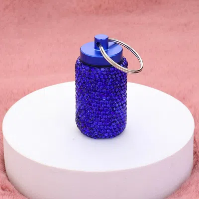 Fashnzfab Bling Small Pill Case / Keychain In Blue