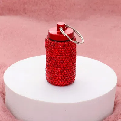 Fashnzfab Bling Small Pill Case / Keychain In Red