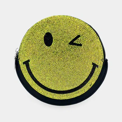 Fashnzfab Bling Smile Crossbody Bag In Yellow