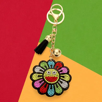 Fashnzfab Bling Smile Flower Tassel Keychain In Multi