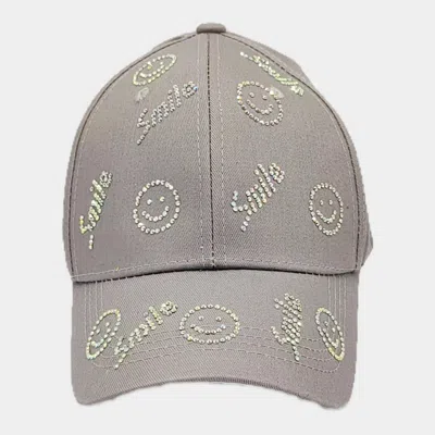 Fashnzfab Bling Smile Message Smile Face Patterned Baseball Cap In White