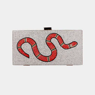 Fashnzfab Bling Snake Rectangle Evening Clutch / Crossbody Bag In Silver