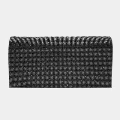 Fashnzfab Bling Solid Evening Clutch 8" X 4" X 2.3" Crossbody Bag In Black