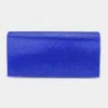Fashnzfab Bling Solid Evening Clutch 8" X 4" X 2.3" Crossbody Bag In Blue
