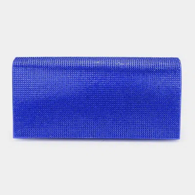 Fashnzfab Bling Solid Evening Clutch 8" X 4" X 2.3" Crossbody Bag In Blue