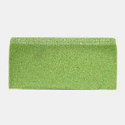 Fashnzfab Bling Solid Evening Clutch 8" X 4" X 2.3" Crossbody Bag In Green
