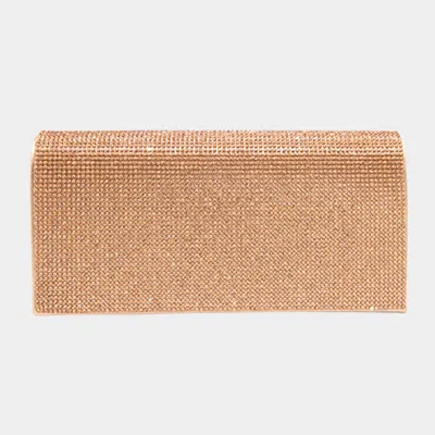 Fashnzfab Bling Solid Evening Clutch 8" X 4" X 2.3" Crossbody Bag In Sand
