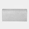 Fashnzfab Bling Solid Evening Clutch 8" X 4" X 2.3" Crossbody Bag In Silver
