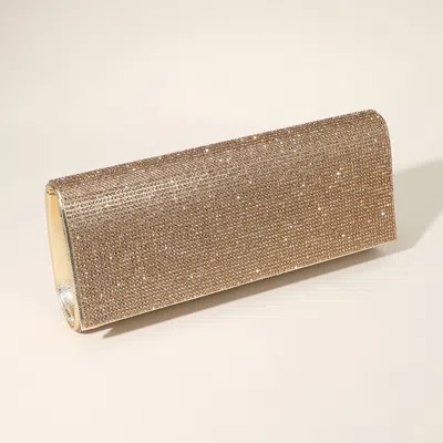 Fashnzfab Bling Solid Evening Clutch / Crossbody Bag In Gold
