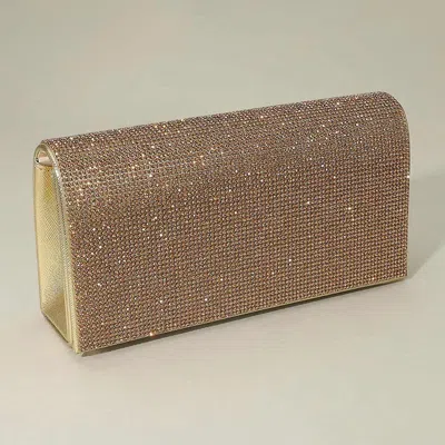 Fashnzfab Bling Solid Evening Clutch Crossbody Bag In Gold