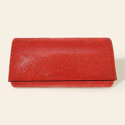 Fashnzfab Bling Solid Evening Clutch / Crossbody Bag In Red