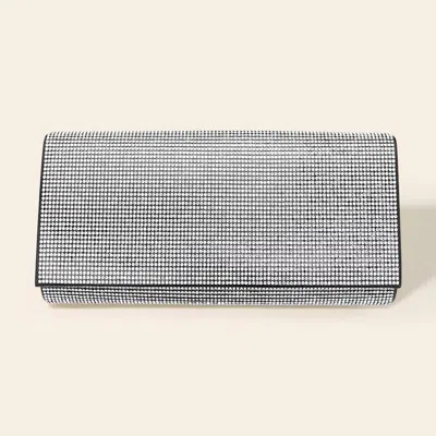 Fashnzfab Bling Solid Evening Clutch / Crossbody Bag In Silver