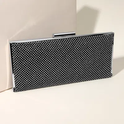 Fashnzfab Bling Solid Flat Evening Clutch / Crossbody Bag In Black