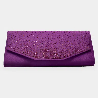 Fashnzfab Bling Solid Rectangle Evening Clutch / Crossbody Bag In Purple
