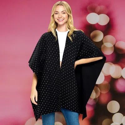 Fashnzfab Bling Solid Ruana Poncho In Black